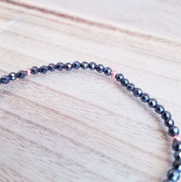 Rose Gold Hematite Faceted Bead Gemstone Bracelet - Picture 5 of 6